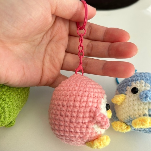 Handmade Crochet Knit Cute Penguin Keychains Bag Charm in Green - Picture 7 of 15